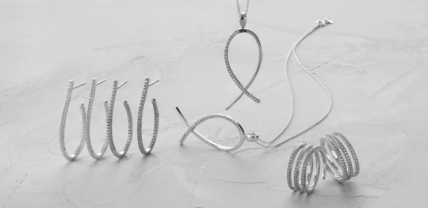Waves smykker i s&oslash;lv med cubic zirconia