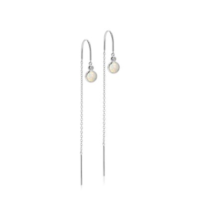 Aurora Earring with chain White Opal