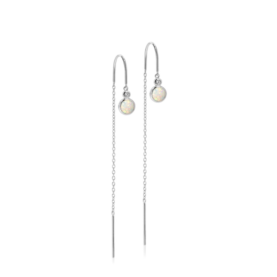 Aurora Earring with chain White Opal