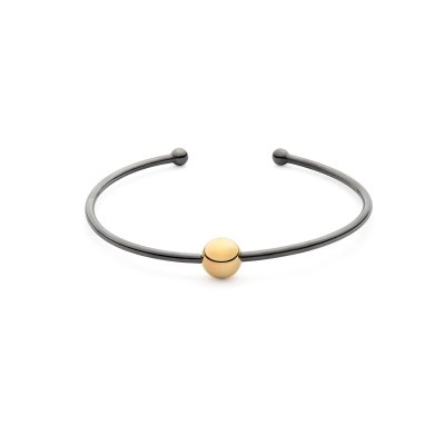Beads bracelet in 24 kt. gold-plated and black rhodium sterling silver – polished and sculptural design.