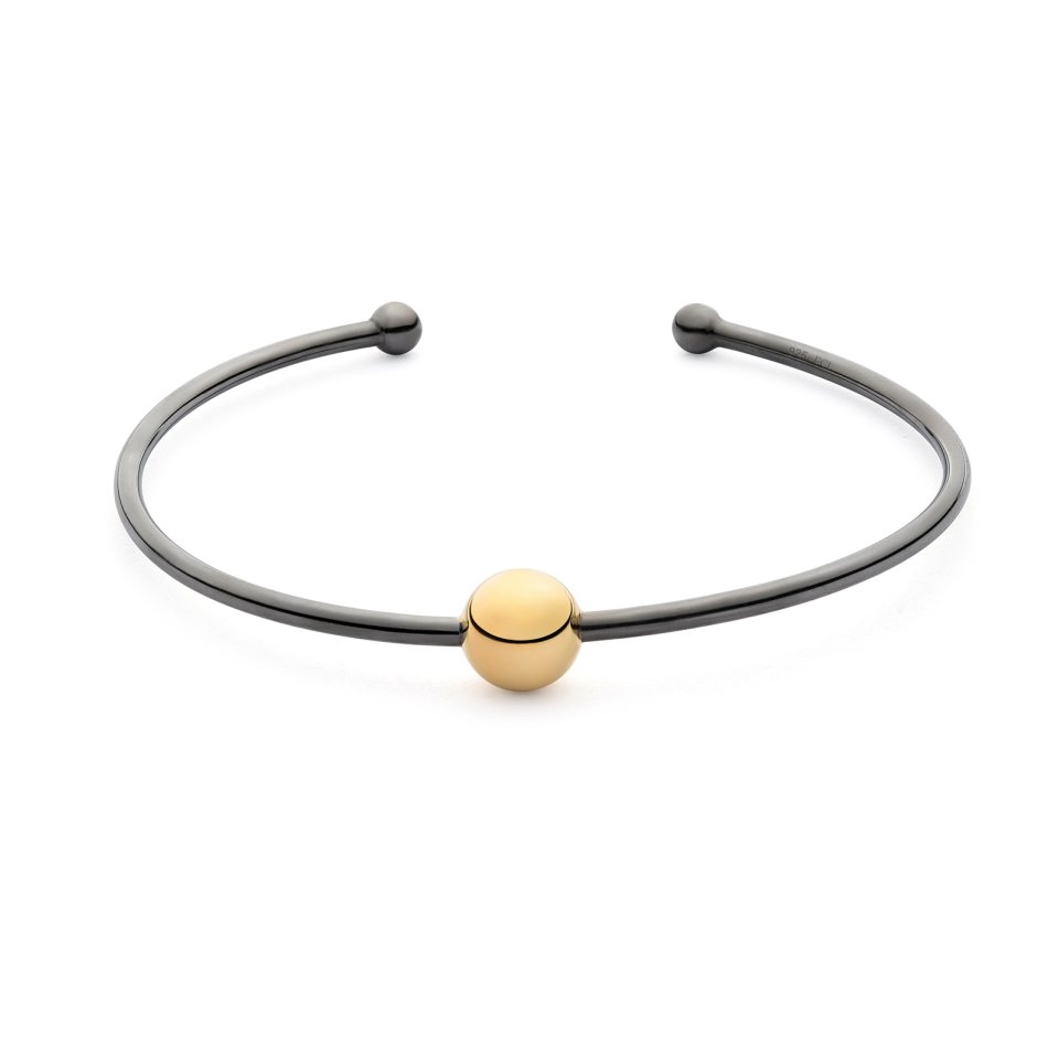 Beads bracelet in 24 kt. gold-plated and black rhodium sterling silver – polished and sculptural design.