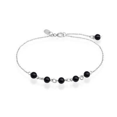 Slv armbnd i sterling slv med runde Onyx sten, del af East Copenhagen Jewellerys Onyx kollektion.