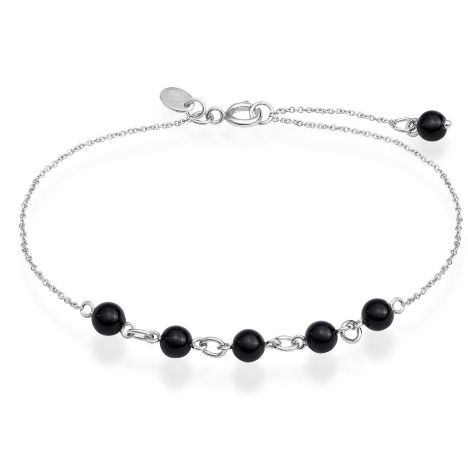 Slv armbnd i sterling slv med runde Onyx sten, del af East Copenhagen Jewellerys Onyx kollektion.