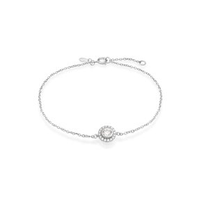 Flower armbnd i rhodineret recycled sterlingslv med 17 hndsatte cubic zirconia, justerbar lngde, elegant og naturinspireret design.