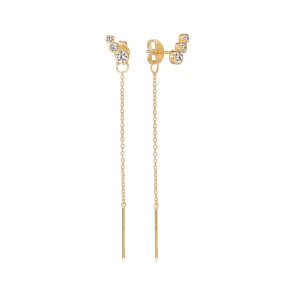 CHAM Bi-Hoop �reringe i rhodineret sterlings�lv med cubic zirconia, 34 mm, tidl�s elegance og diskret glamour