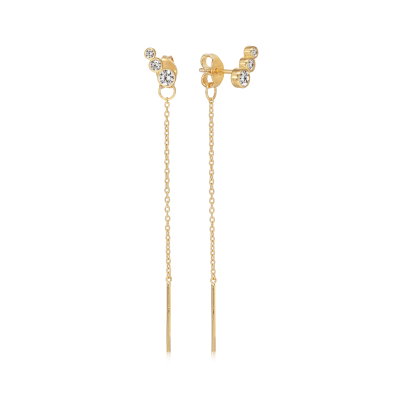 CHAM Bi-Hoop �reringe i rhodineret sterlings�lv med cubic zirconia, 34 mm, tidl�s elegance og diskret glamour