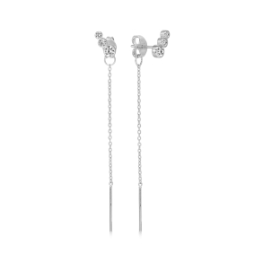 CHAM Bi-Hoop �reringe i rhodineret sterlings�lv med h�ndsatte cubic zirconia, 34 mm, klassisk elegance med glitrende detaljer,