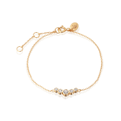 Gold-plated bracelet with cubic zirconia. Adjustable length and polished finish for an elegant look.