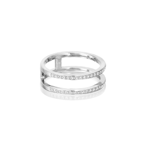 Dobbelt Classic ring i rhodineret sterlings�lv med 54 hvide cubic zirconia &ndash; elegant og glansfuldt design.