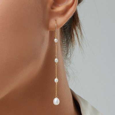 Pearl Earrings with chain