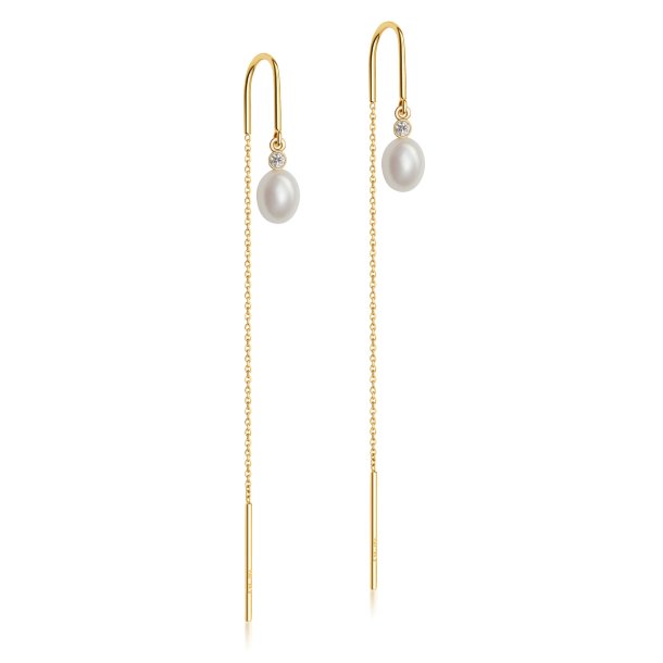 Drop Pearl Earrings with chain