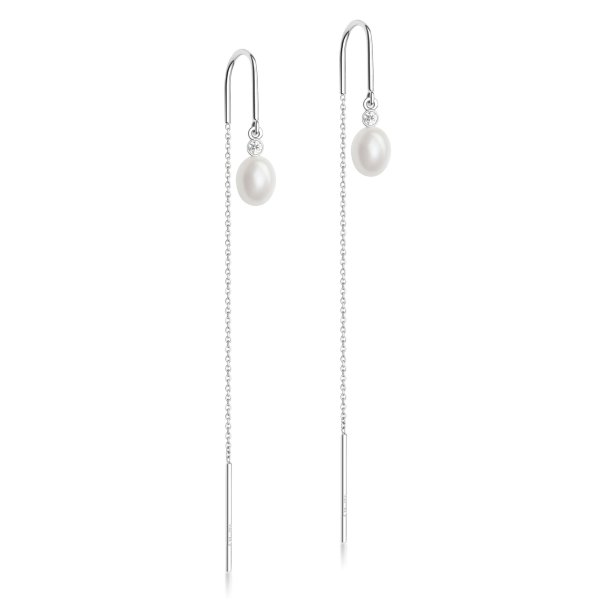 Drop Pearl Earrings with chain