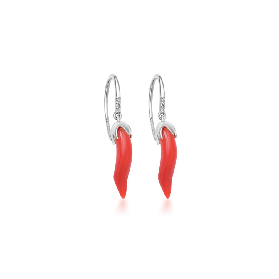 Sterling silver Chili Earrings with elegant shape inspired by chili fruit.