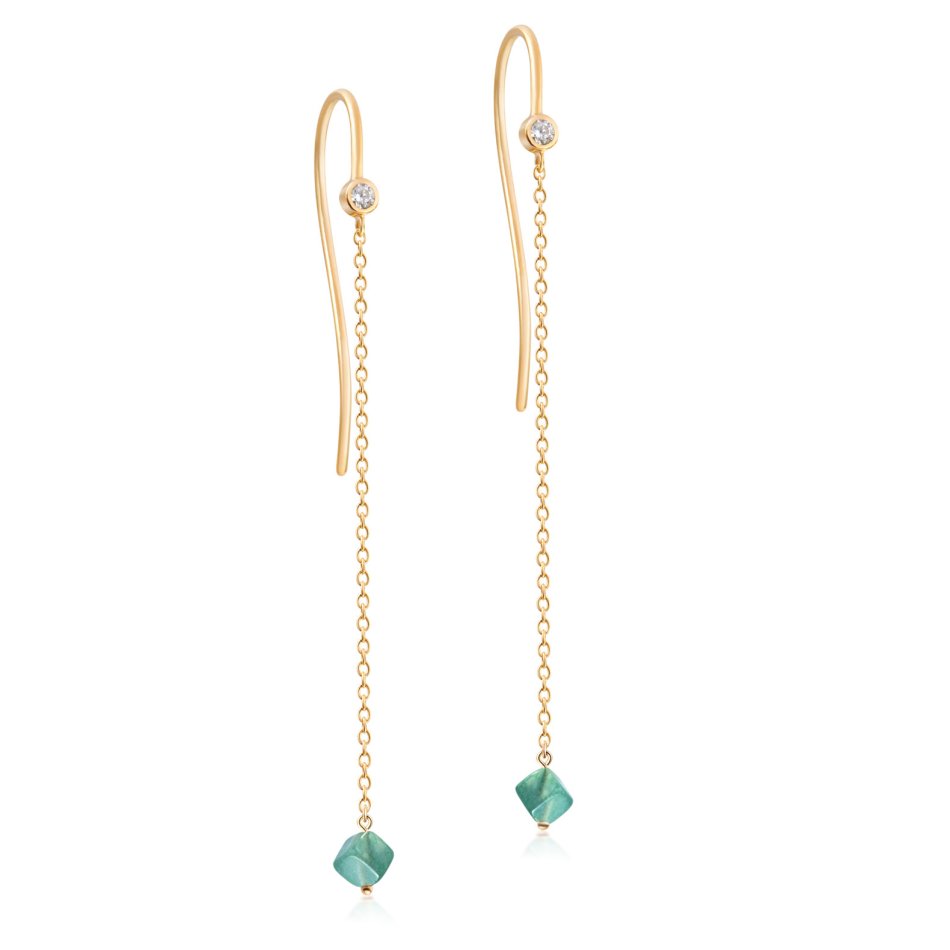 Aventurine Harmony Earrings with chain
