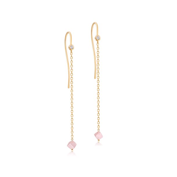 Rose Quartz Harmony Earrings with chain