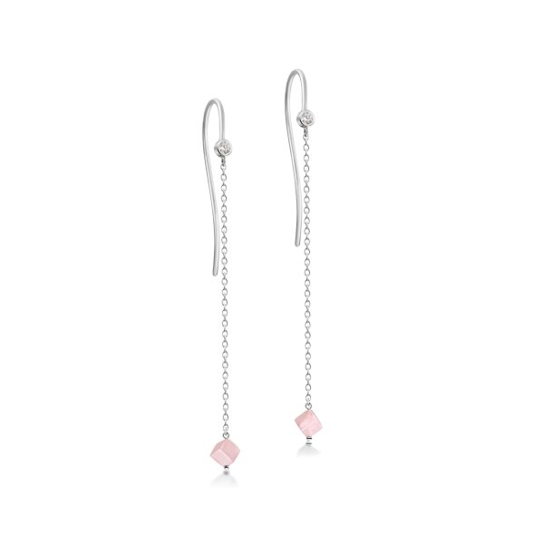 Rose Quartz Harmony Earrings with chain