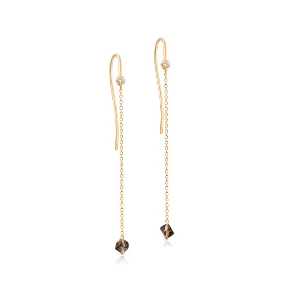 Smokey Quartz Harmony Earrings with chain