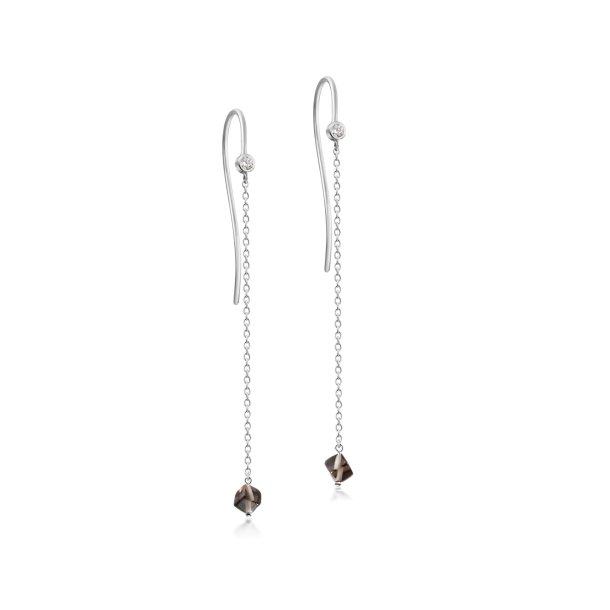 Smokey Quartz Harmony Earrings with chain