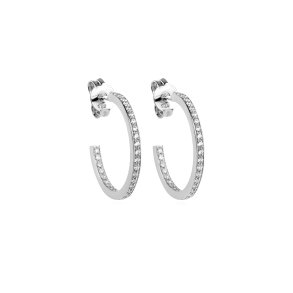 Medium Classic hoop reringe i rhodineret sterlingslv med 60 hvide zirkoner – glimtende og elegant design.