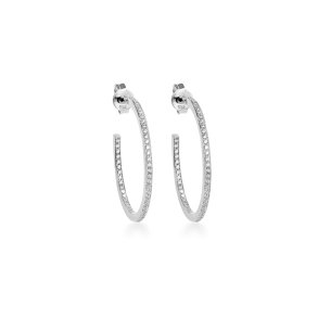 Large Classic hoop reringe i rhodineret sterlingslv med 104 hvide zirkoner – glimtende og elegant design.