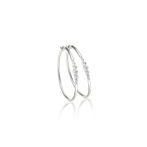CHAM Bi-Hoop reringe i rhodineret recycled sterlingslv med cubic zirconia, 34 mm, elegant og sofistikeret glan