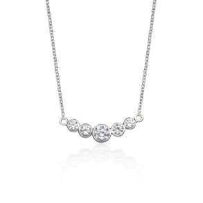Cham Bi necklace in rhodium-plated recycled sterling silver with hand-set cubic zirconia, 45 cm, elegant and sparkling look
