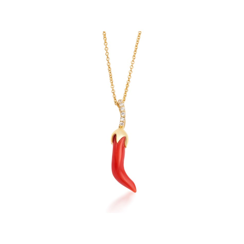 Gold-plated Chili Necklace with elegant pendant inspired by Asian chili fruit