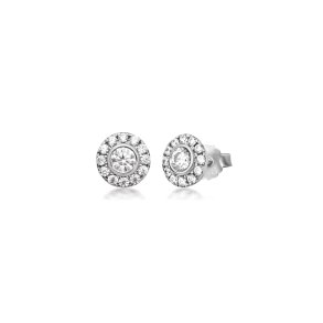 Flower �restikker i rhodineret recycled sterlings�lv med h�ndsatte cubic zirconia, 5,3 mm, tidl�s og feminin glans
