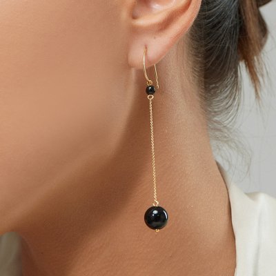 Onyx Earrings with chain