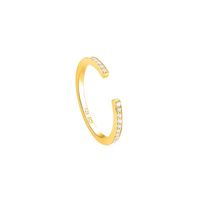 Single Classic ring i 24 kt. forgyldt slv med 22 hvide cubic zirconia – elegant og tidlst design.
