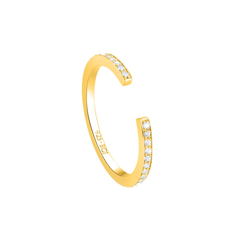 Single Classic ring i 24 kt. forgyldt slv med 22 hvide cubic zirconia – elegant og tidlst design.