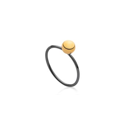 Beads ring i 24 kt. forgyldt og sort rhodineret sterlingslv – blankpoleret og skulpturelt design.