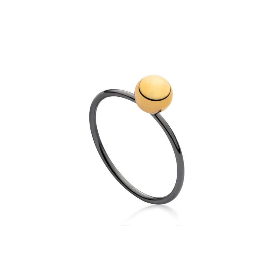 Beads ring in 24 kt. gold-plated and black rhodium sterling silver – polished and sculptural design.