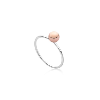 Beads ring in rhodium-plated sterling silver with rose gold-plated beads – polished and sculptural design.