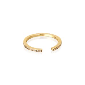 Single Classic ring i 24 kt. forgyldt s�lv med 22 hvide cubic zirconia &ndash; elegant og tidl�st design.