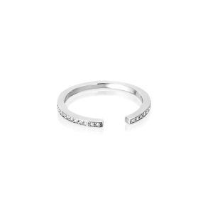Single Classic ring i rhodineret sterlings�lv med 22 hvide cubic zirconia &ndash; elegant og tidl�st design.