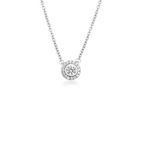 Flower necklace in rhodium-plated recycled sterling silver with 17 hand-set cubic zirconia, 45 cm, delicate nature-inspired elegance