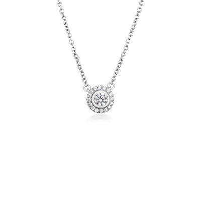 Flower necklace in rhodium-plated recycled sterling silver with 17 hand-set cubic zirconia, 45 cm, delicate nature-inspired elegance