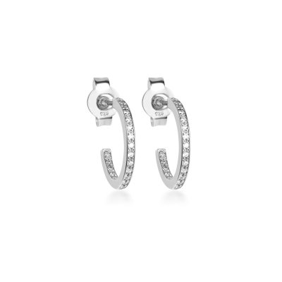 Mini Classic hoop reringe i rhodineret sterlingslv med 40 hvide zirkoner – elegant og tidlst design.