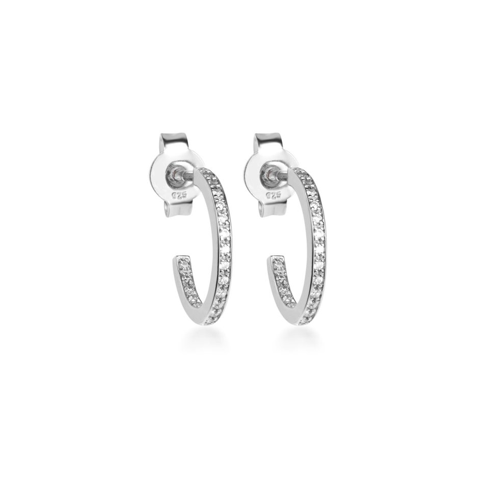 Mini Classic hoop reringe i rhodineret sterlingslv med 40 hvide zirkoner – elegant og tidlst design.